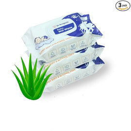 Dr Amgenic SoftTouch Baby Wipes | 72 Wipes x 3 Packs | Aloe Vera & Vitamin E | 99% Water | Extra Thick, Eco-Friendly | Alcohol & Paraben-Free | Made in India (Pack of 3)