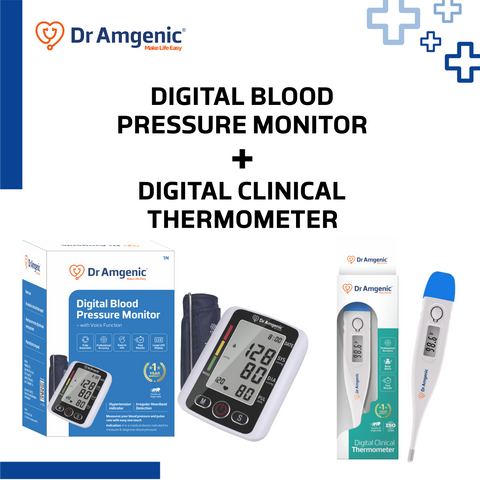 Dr Amgenic Automatic Upper Arm Blood Pressure Monitor and Digital Thermometer Combo